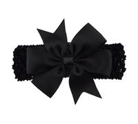 Diadema infantil hecha a mano con lazos de cinta de grosgrain con cola de milano, bandas elásticas for el pelo de ganchillo de Color sólido for niñas(2)