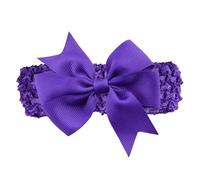 Diadema infantil hecha a mano con lazos de cinta de grosgrain con cola de milano, bandas elásticas for el pelo de ganchillo de Color sólido for niñas(4)