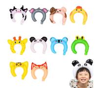Diadema inflable de animales - Decoración de globos de diadema de dibujos animados de 10 piezas | Globo de banda para diadema de animales inflable | Rellenos de bolsas de