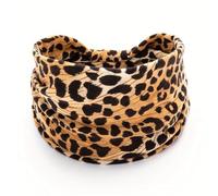 Diadema Invierno 1 unidad de diadema deportiva con estampado leopardo - Goma elástica ancha nudo y absorbente del sudor Diadema Para NiñAs(Yellow)