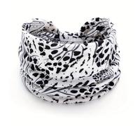 Diadema Invierno 1 unidad de diadema deportiva con estampado leopardo - Goma elástica ancha nudo y absorbente del sudor Diadema Para NiñAs(White)