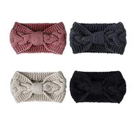 Diadema Invierno Vendas Elásticas Anchas Tejida Lana Cintas Para El Pelo Mujer Accesorio Pelo para Niña 4 Piezas