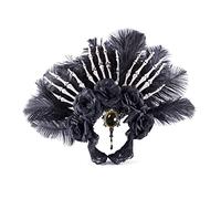 Diadema lateral delgada con diseño de calavera para mujer, diseño de flores, para fiesta de Halloween, peinado