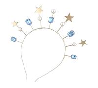 Diadema lateral fina brillante con decoración de perlas de estrella de aleación, aro único para el pelo para mujer, novia, boda, fiesta