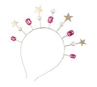 Diadema lateral fina brillante con decoración de perlas de estrella de aleación, aro único para el pelo para mujer, novia, boda, fiesta