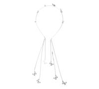 Diadema lateral fina de color plateado brillante con diamantes de imitación, aro largo y brillante para el pelo para mujer