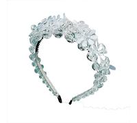 Diadema lateral fina de cristal transparente brillante, decoración de flores, aro de pelo para mujer, boda, fiesta, peinado