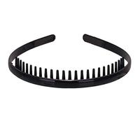 Diadema lisa de 8 mm con peine de dientes, color negro, para mujeres, hombres y niñas