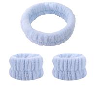 Diadema Maquillaje Conjunto de muñequeras for lavado cara, diademas for mujer, absorbentes impermeables, bandas for el cabello for y maquillaje(Blue-1Set)