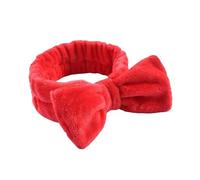Diadema Maquillaje Diademas con lazo liso for mujer, turbante de lana Coral for maquillaje, lavado cara, for la cabeza, accesorios toalla for el cabello for niña, diademas for(Red)