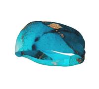 Diadema moderna con remolinos abstractos en color verde azulado y dorado para hombre y mujer, diadema para correr, diadema transpirable para gimnasio