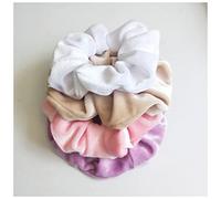 Diadema Mujer 4 PIEZAS/Establecer Corea Velvet Scrunchie Caucho Elástico Elástico Bandas de pelo Sólido Mujeres Girls Headband Ponytail Soporte Titatas Cuerda Accesorios for el cabello Auriculares Di
