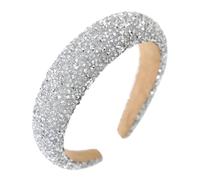 Diadema Mujer Brillante, Pedrería Plata Diadema Pelo Diademas Ancha Cabello Accesorios Dulces Elegantes para Niñas Mujer Vida Diaria, Fiestas, Actuaciones, Fotografía