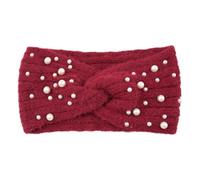 Diadema Mujer Diademas cruzadas de punto con perlas for mujer y niña, hechas a mano. Accesorios for el cabello, ideales for otoño e invierno. Bandas elásticas for calentar las orejas.(Red)