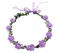 Diadema Mujer LED Intermitente de Flores Corona de Flor Luminosa Diadema LED Corona de Flores con 3 Modos de Luz, para Halloween, Navidad, Pascua, Boda, Fiesta de Neón Brillante (Morado)