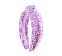 Diadema multicolor con nudo de lentejuelas para mujer, banda elástica suave con superficie lisa, elegante accesorio antideslizante para el cabello para uso diario y regalos, circunferencia de 39 cm