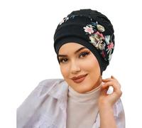 Diadema musulmana de bufanda turbante con estampado floral sombrero para cubrir la cabeza para estilo urbano (Red One Size)