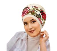Diadema musulmana de bufanda turbante con estampado floral sombrero para cubrir la cabeza para estilo urbano (Light Yellow One Size)