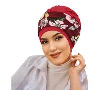 Diadema musulmana de bufanda turbante con estampado floral sombrero para cubrir la cabeza para estilo urbano (One Size)