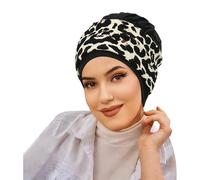 Diadema musulmana de bufanda turbante con estampado floral sombrero para cubrir la cabeza para estilo urbano (White One Size)