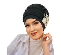 Diadema musulmana de bufanda turbante con estampado floral sombrero para cubrir la cabeza para estilo urbano (Beige One Size)