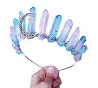 Diadema natural para cristal para cabeza, peine natural para materia, piedra arcoíris, estilo bohemio para Rhi