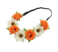 Diadema Niña Corona Flor Guirnalda de moda, corona flores rosas, diademas for mujer, cinta ajustable, Floral for niñas, accesorios for el cabello Halo nupcial(B-Orange)