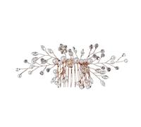 Diadema Novia Boda 2 uds tocado de boda cuentas de perlas peine lateral tocado de novia for el cabello tocado de mujer for accesorios de boda Para Decorar(Rose gold)