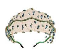 Diadema Novia Boda Diadema nupcial con cuentas de cristal for mujer, tocados de boda, perlas for accesorios for el cabello de boda Para Decorar(Green)