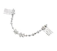 Diadema Novia Boda Peines de pelo largo for boda, accesorios de joyas for el pelo de novia flexibles de cristal, horquillas for mujer, 2 uds. Para Decorar(Silver)
