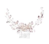 Diadema Novia Boda Tocado de novia de cristal, diadema con perlas y flores, accesorios for el cabello for mujer, fiesta de novia, accesorios for el cabello de boda Para Decorar(Silver)