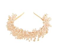 Diadema Novia Boda Tocado de novia, tocados de novia de cristal con perlas, accesorios for el cabello de boda, diadema Vintage for mujer Para Decorar(Gold)