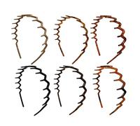 Diadema ondulada de 6 piezas de con puntos, efecto plateado trasero | diadema de dientes ondulados | para cabello rizado y liso, entrenamiento, maquillaje, cuidado de la piel, ducha, limpieza de