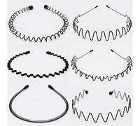 Diadema Ondulada De Primavera 1/6 Uds banda for el cabello ondulada Unisex Metal elástico Simple aro for la cabeza hombres mujeres diadema deportiva accesorios for(Mixed ABCDEF-6pcs)