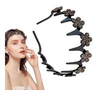 Diadema Ondulada, Diadema Con Flor De Estras Para Cabello Rebelde, Accesorio Capilar Brillante Antideslizante Sujeta Pelos Sueltos para Deportes y Ducha