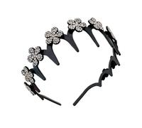 Diadema Ondulada - Diadema Con Flor De Estras Para Cabello Rebelde,Accesorio Capilar Brillante Antideslizante Sujeta Pelos Sueltos para Deportes y Ducha