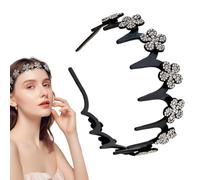 Diadema Ondulada,Diadema Con Flor De Estras Para Cabello Rebelde | Accesorio Pelo Brillante de Moda, Uso Diario para Formal, Gimnasio y Casa