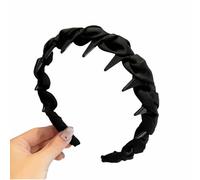 Diadema ondulada vintage para mujer, banda antideslizante, con dientes para el cabello, elegante diadema de dientes para peinar el cabello (negro)
