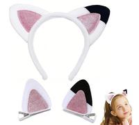 Diadema Orejas, 2 Uds Diademas con Orejas de Gato Pinza para el pelo con forma de oreja de gato, Cinta para el Pelo con Orejas, Para Carnaval Disfraz Fiesta Temática Halloween Cumpleaños Regalo