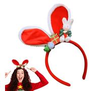Diadema Orejas de Conejo Tocado Animal Navideño De Peluche | Orejas De Conejo Con Diseño De Muñeca Y Bolas Festivas Para Mujeres Disfraz Cosplay Cabina Fotográfica Vacaciones