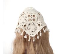 Diadema Pañuelo Floral para Mujer Bufanda triangular de punto hueco de color liso, banda for el cabello, diadema envuelta, lazo, banda for el cabello, tocado Accesorios para el Cabello(White)