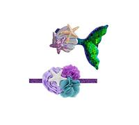 Diadema para bebé, escamas de pescado, moño, turbante de sirena con lazo anudado, JB33 (Set-P2)
