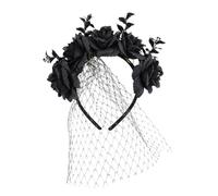Diadema Para El Cabello Con Velo De Rosa, Banda Para Halloween | Diadema De Rosa Velada Para Disfraces | Diadema De Flores De Rosa De Halloween - - Diadema Gótica Corona