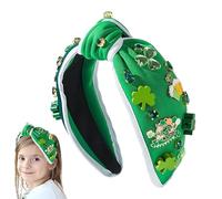 Diadema para el día de San Patricio, accesorio anudado de trébol irlandés, herramienta de estilo de diamantes de imitación, diadema de trébol verde para mujeres y niñas, uso diario, maquillaje,