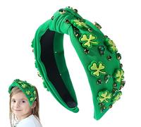 Diadema para el día de San Patricio, accesorio anudado de trébol irlandés, herramienta de estilo de diamantes de imitación, diadema de trébol verde para mujeres y niñas, uso diario, maquillaje,