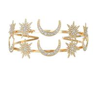 Diadema para fiesta nupcial con diamantes de imitación, luna y estrella, diadema para novia, boda, tocado de cristal