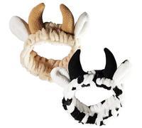 Diadema para lavarse la cara 2PCS Orejas de vaca Diadema para el cuidado de la piel esponjosa Felpa elástica Spa Lavable Ducha Deportes Maquillaje Diademas para mujeres Diademas de maquillaje Sp