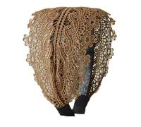 Diadema para mujer, 11 cm de ancho, diademas de encaje vintage, diadema de encaje floral, banda elástica para el pelo, elegante, accesorio para bodas, fiestas de noche, café