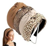 Diadema para mujer, 4 unidades, diseño de leopardo, 12 x 3 cm, diademas para mujer, diademas anudadas para mujeres y niñas (4 colores)