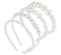 Diadema para mujer, 4 unidades por paquete, corona de perlas blancas para boda, ceremonia de boda, diadema de perlas delicadas para mujeres y niñas